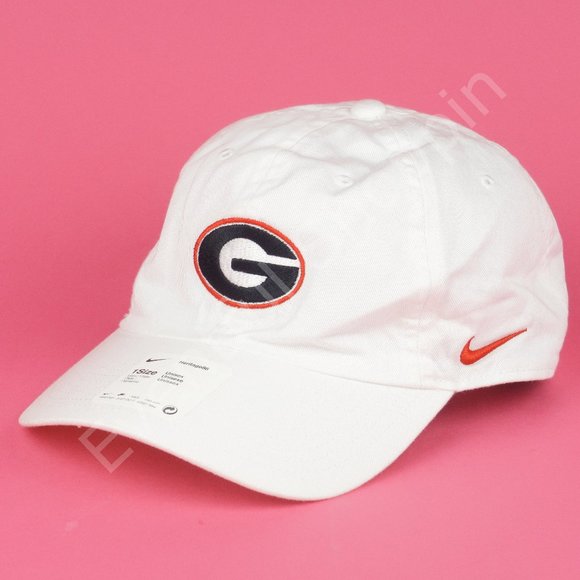Nike Heritage86 Georgia Bulldogs Football 6 Panel Adjustable Hat in White - Picture 1 of 12